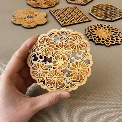 Coaster - Sakura with Chrysanthemum