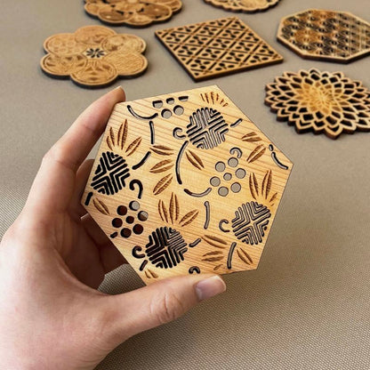 Dessous de verre - Pin, bambou et prune