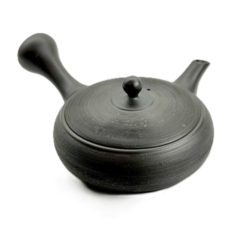 Teapot - Sekiryu Black Kiln-Fired Pine Bark Pattern Ceramesh