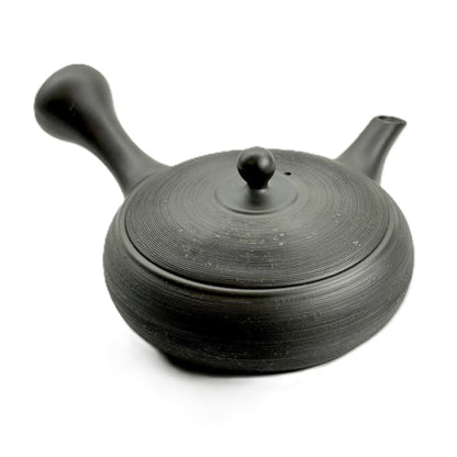 Teapot - Sekiryu Black Kiln-Fired Pine Bark Pattern Ceramesh