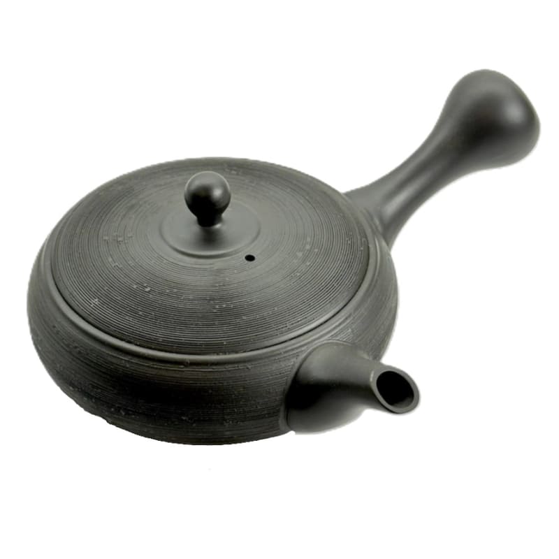 Teapot - Sekiryu Black Kiln-Fired Pine Bark Pattern Ceramesh