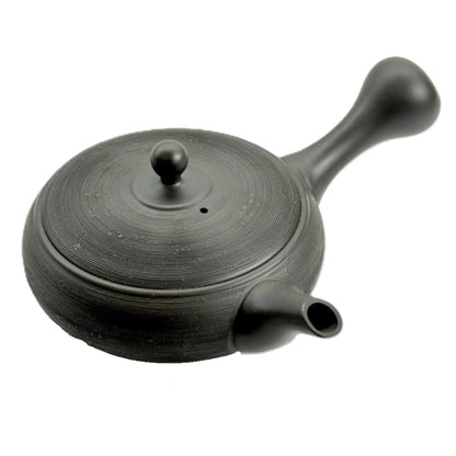Teapot - Sekiryu Black Kiln-Fired Pine Bark Pattern Ceramesh