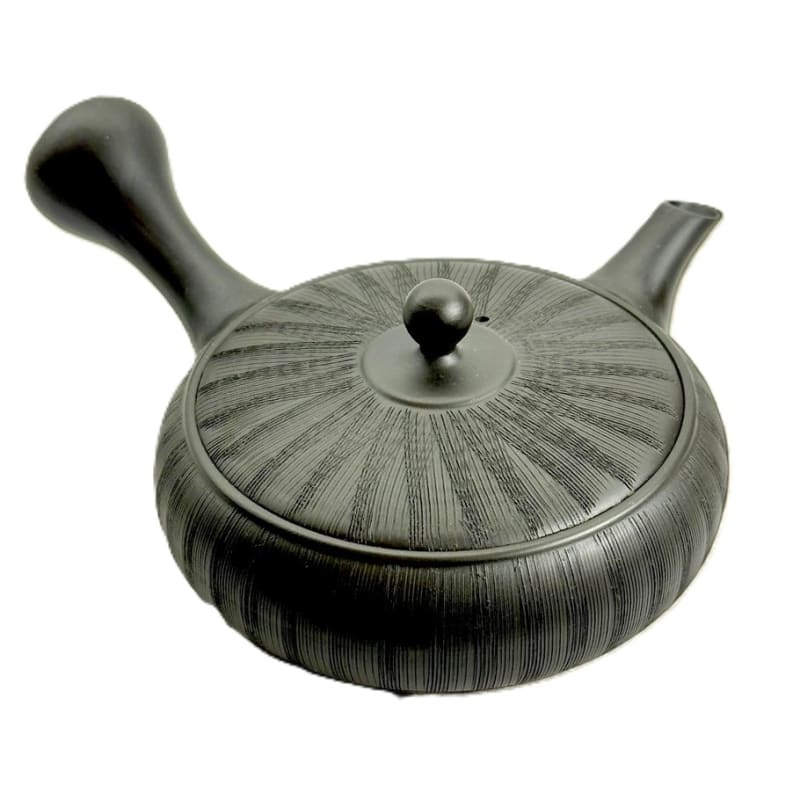 Teapot - Sekiryu Black Kiln-Fired Comb Pattern Ceramesh