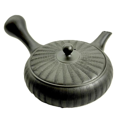Teapot - Sekiryu Black Kiln-Fired Comb Pattern Ceramesh