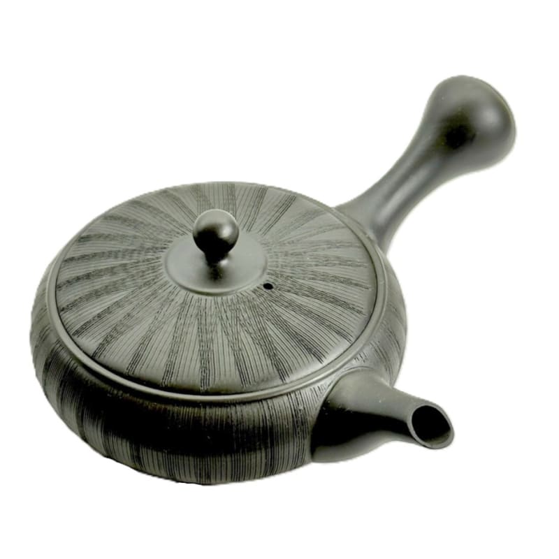Teapot - Sekiryu Black Kiln-Fired Comb Pattern Ceramesh