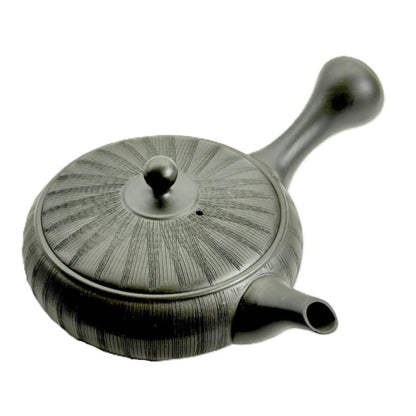 Teapot - Sekiryu Black Kiln-Fired Comb Pattern Ceramesh