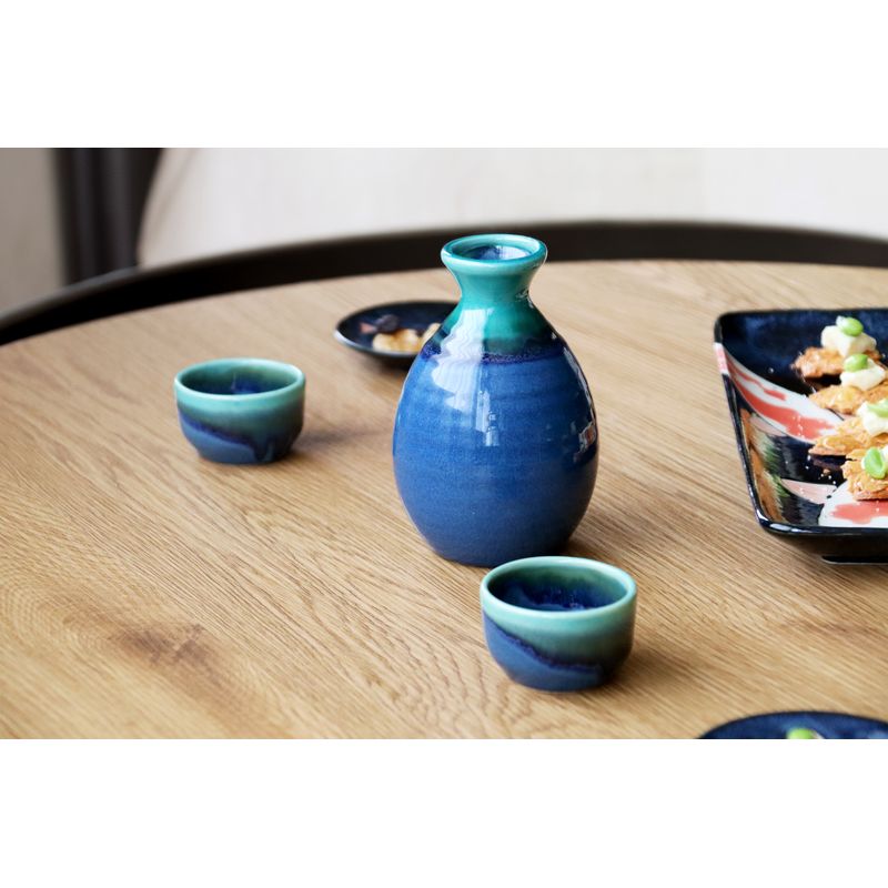 Sake Pot - Turquoise glaze 3pcs