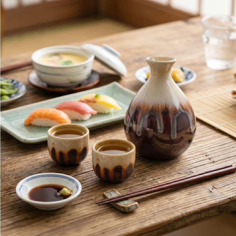 Sake Cup Set (6 pieces) - Yellow Glaze