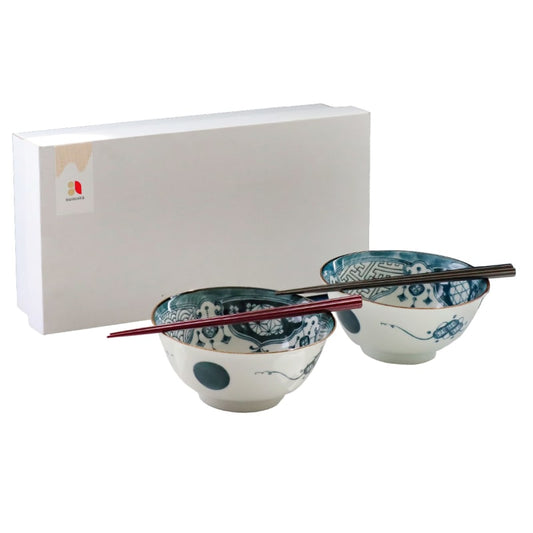 Multi-purpose Bowl Pair (with Chopsticks) - Shonzui Yoraku Pattern 