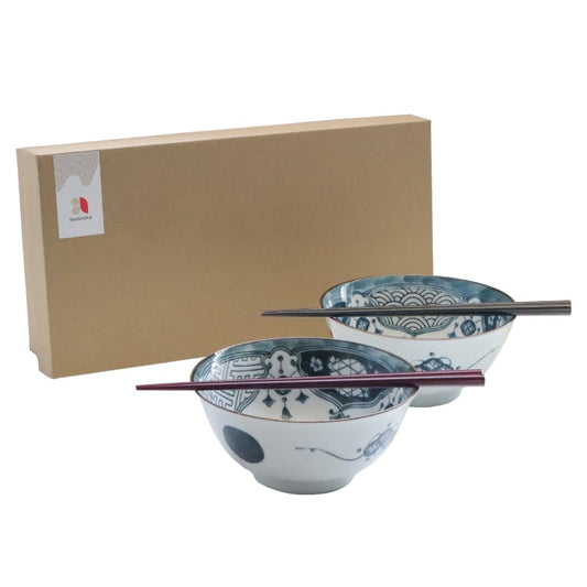 Multi-purpose Bowl Pair (with Chopsticks) - Shonzui Yoraku Pattern