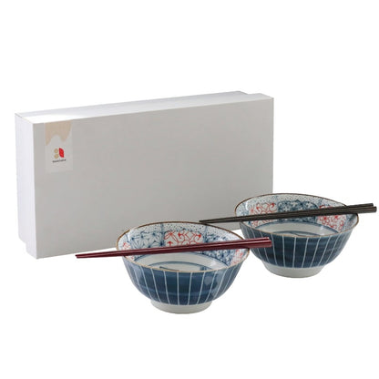 Multi-purpose Bowl Pair (with Chopsticks) - Shonzui Wave Fuji