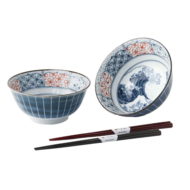 Multi-purpose Bowl Pair (with Chopsticks) - Shonzui Wave Fuji