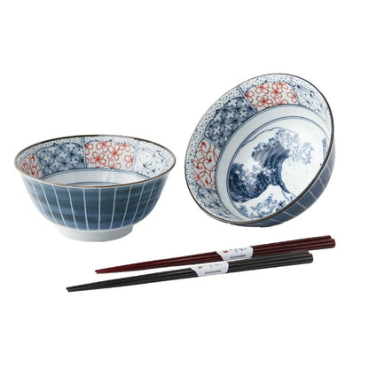Multi-purpose Bowl Pair (with Chopsticks) - Shonzui Wave Fuji