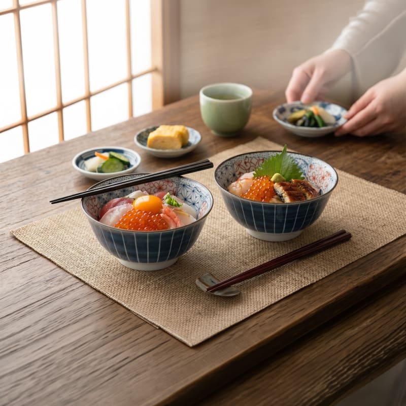 Multi-purpose Bowl Pair (with Chopsticks) - Shonzui Wave Fuji