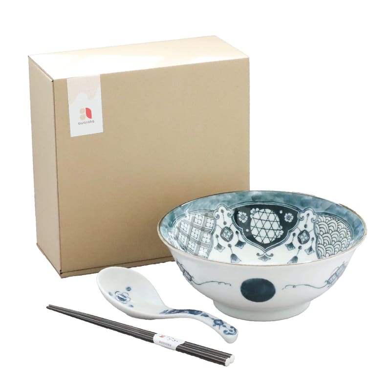 Ramen Set (with Spoon & Chopsticks) - Shonzui Yoraku Pattern