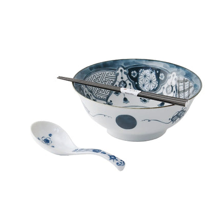 Ramen Set (with Spoon & Chopsticks) - Shonzui Yoraku Pattern