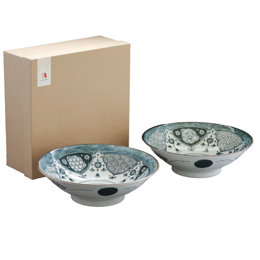 Salad/Noodle Bowl Pair - Shonzui Yoraku Pattern