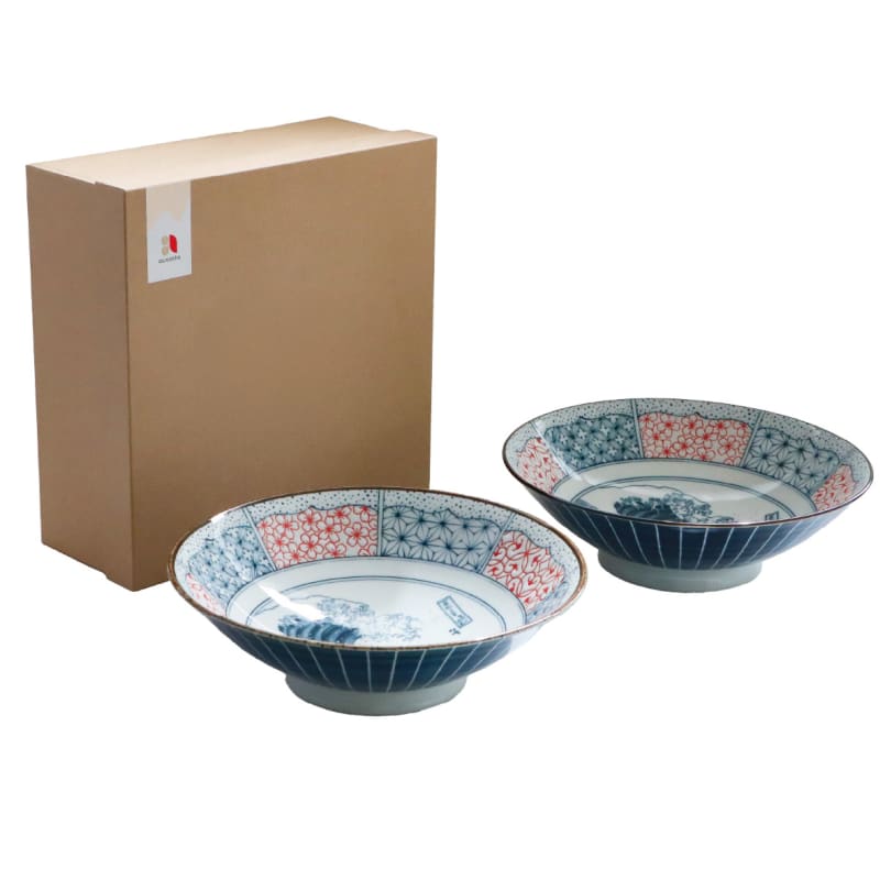Salad/Noodle Bowl Pair - Shonzui Wave Fuji 