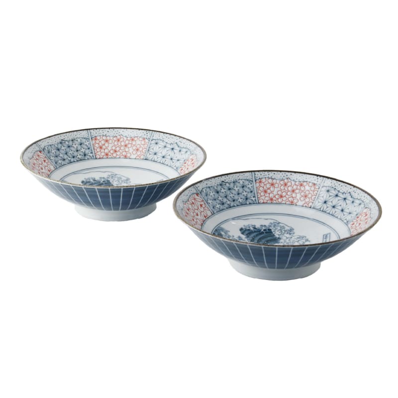 Salad/Noodle Bowl Pair - Shonzui Wave Fuji