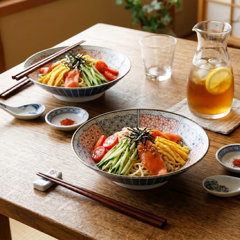 Salad/Noodle Bowl Pair - Shonzui Wave Fuji