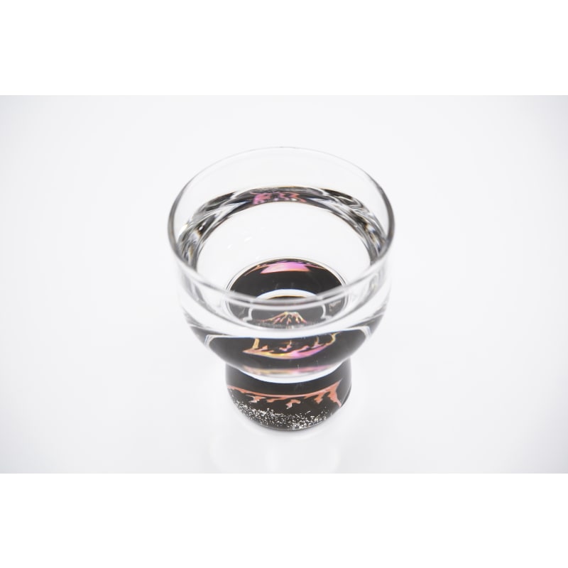 Sake Cup - Red Fuji & Mother of Pearl Black