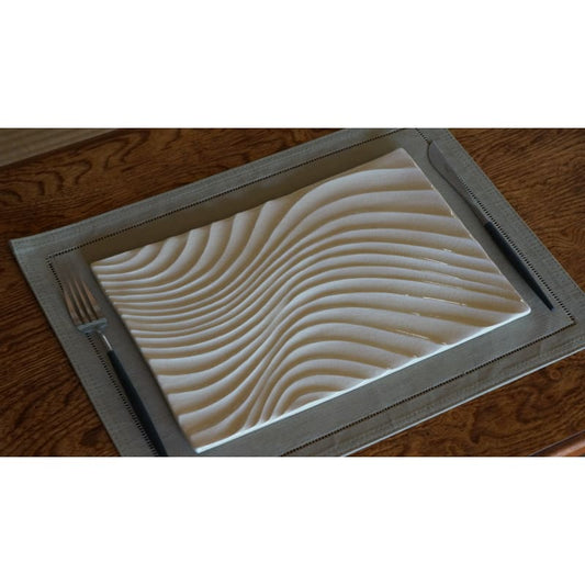 Large Rectangular Plate - Wave-patterned White
