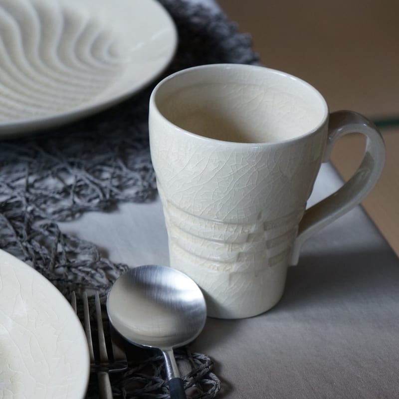 Mug Cup - CHOBUN Carved Design White