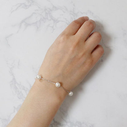 Five Pearl Station Bracelet - Akoya Pearl 7.0-7.5mm