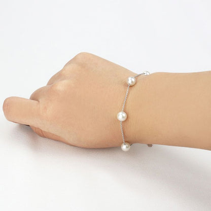 Five Pearl Station Bracelet - Akoya Pearl 7.0-7.5mm