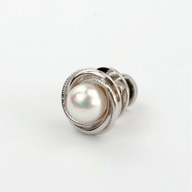 Rope Motif Pin - Akoya Pearl 7.0-7.5mm