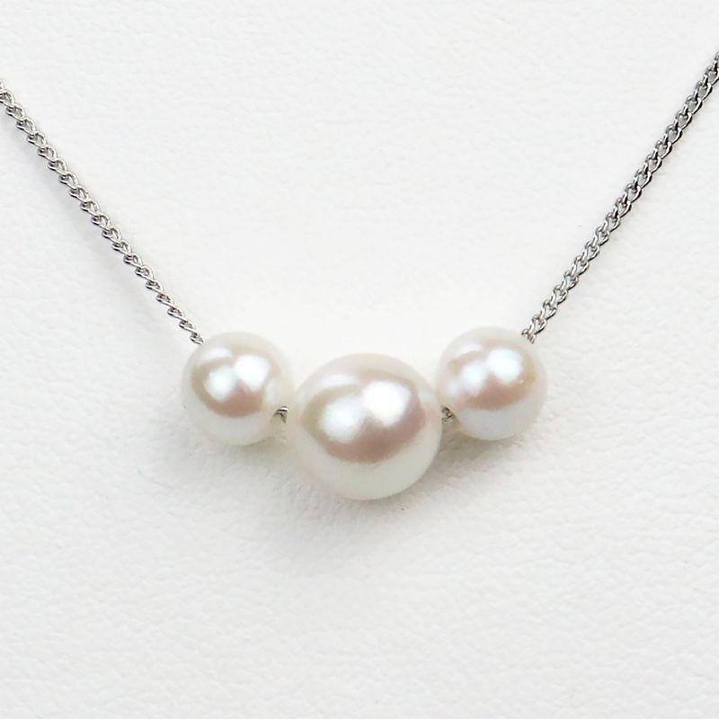 Triple Pearl Slide Necklace - Akoya Pearl 6.0-8.5mm