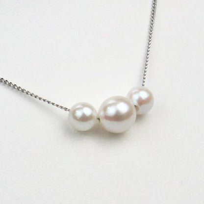 Triple Pearl Slide Necklace - Akoya Pearl 6.0-8.5mm