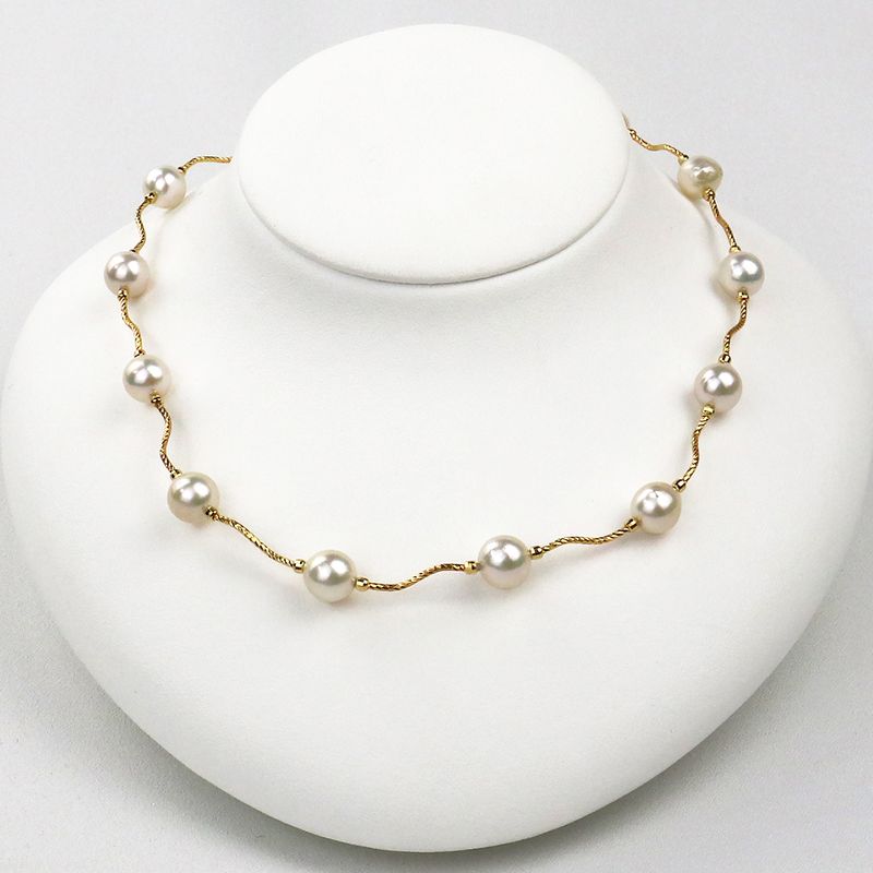 Wave Station Necklace - Akoya Pearl Princess Model 8.5-9.0mm