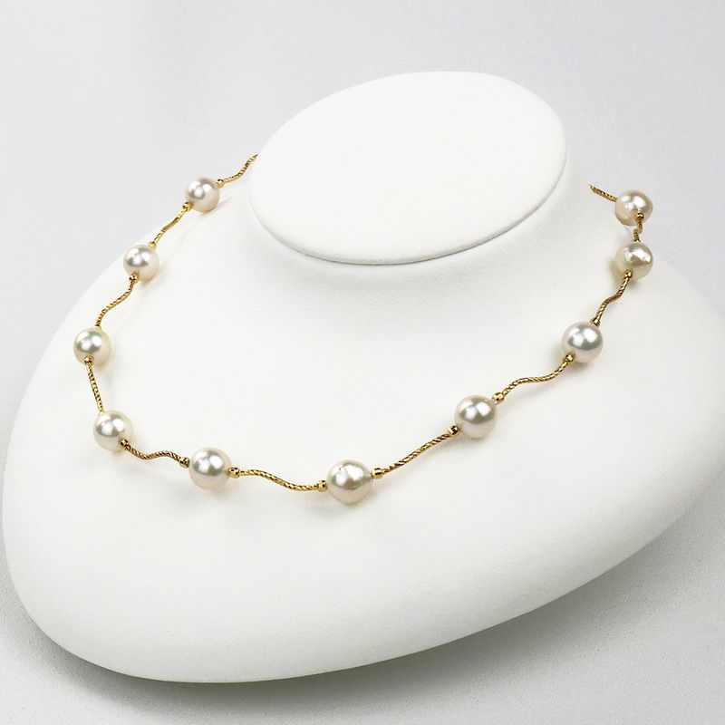 Wave Station Necklace - Akoya Pearl Princess Model 8.5-9.0mm