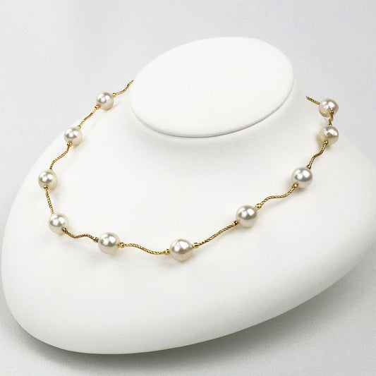 Wave Station Necklace - Akoya Pearl Princess Model 8.5-9.0mm