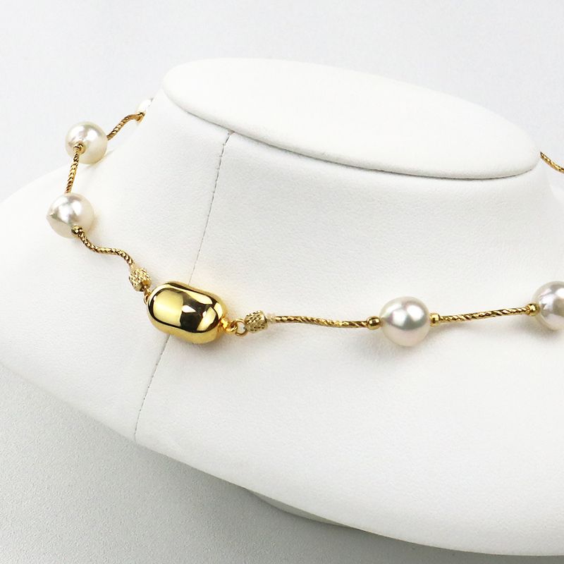 Wave Station Necklace - Akoya Pearl Princess Model 8.5-9.0mm