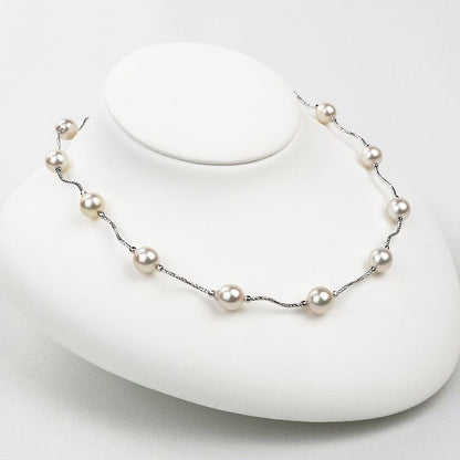 Wave Station Necklace - Akoya Pearl Princess Model 8.5-9.0mm