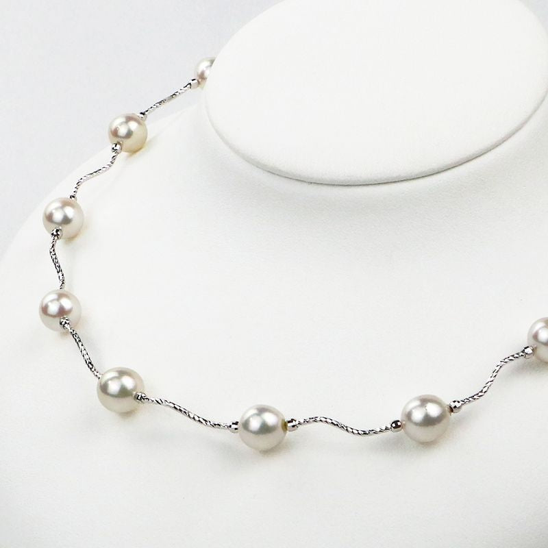 Wave Station Necklace - Akoya Pearl Princess Model 8.5-9.0mm