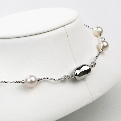 Wave Station Necklace - Akoya Pearl Princess Model 8.5-9.0mm