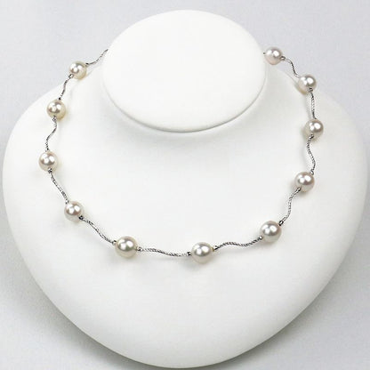 Wave Station Necklace - Akoya Pearl Princess Model 8.5-9.0mm