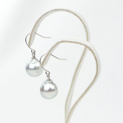 Hook Earrings - Untreated Akoya Baroque Pearl Natural Blue 8.0-8.5mm