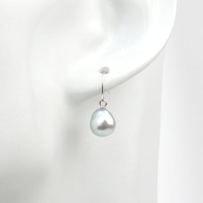 Hook Earrings - Untreated Akoya Baroque Pearl Natural Blue 8.0-8.5mm