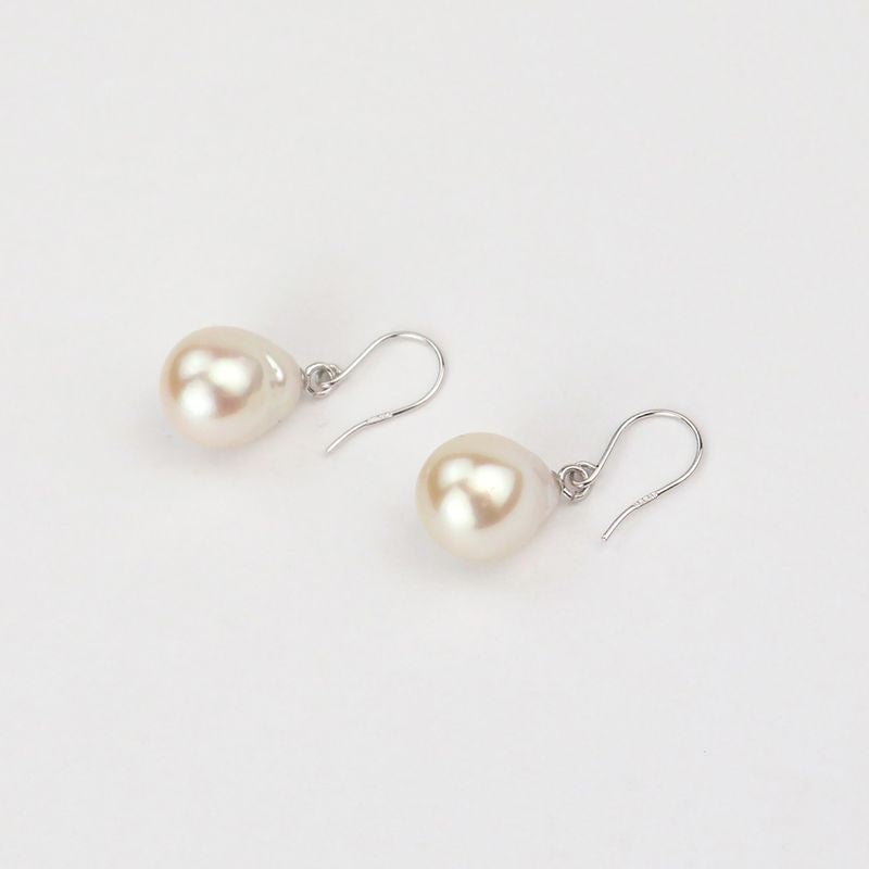 Hook Earrings - Untreated Akoya Baroque Pearl 8.0-8.5mm