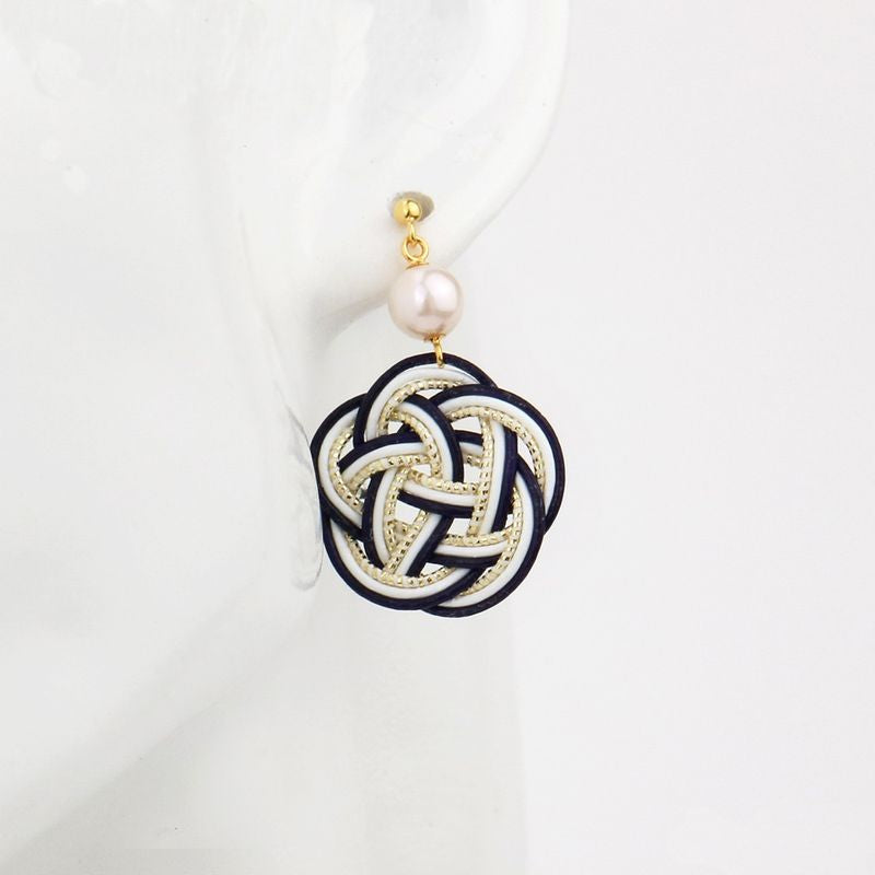 Mizuhiki Earrings - Akoya Pearl 7.0-7.5mm