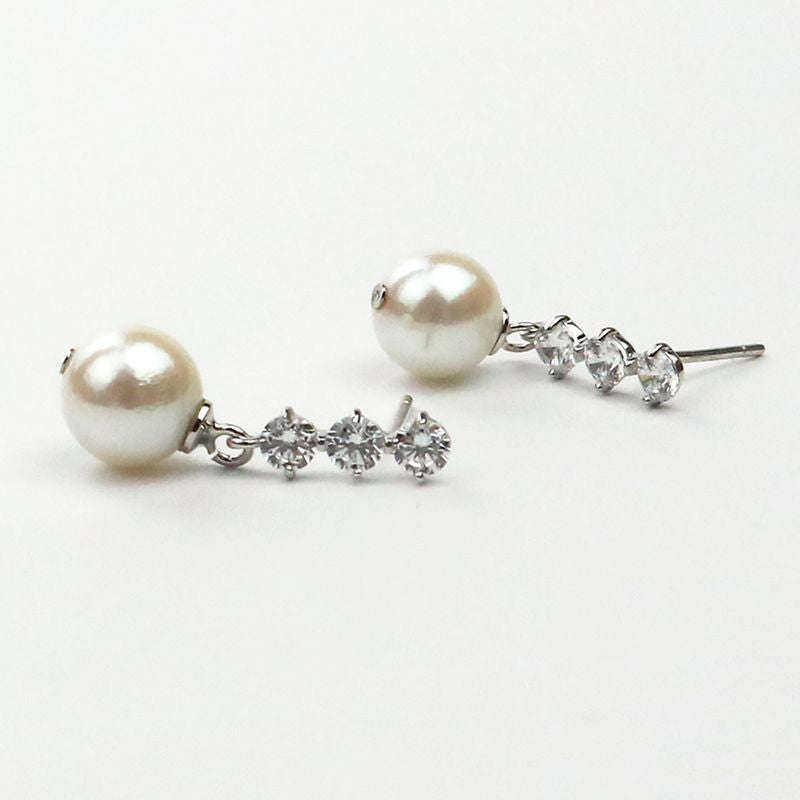 Earrings - Akoya Pearl Rhinestone 7.0-7.5mm