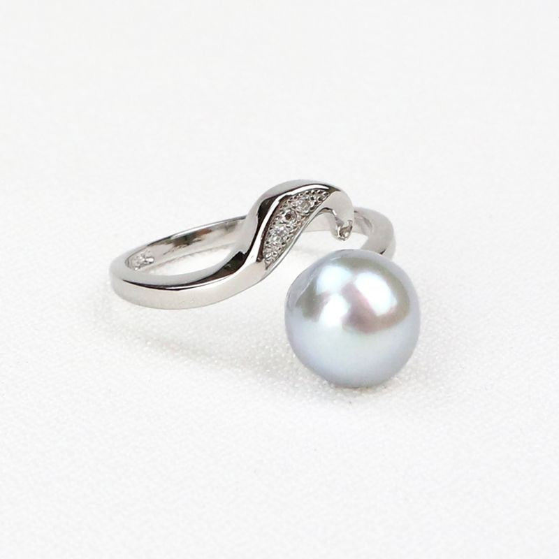 Ring - Untreated Akoya Baroque Pearl Natural Blue  8.0mmUP