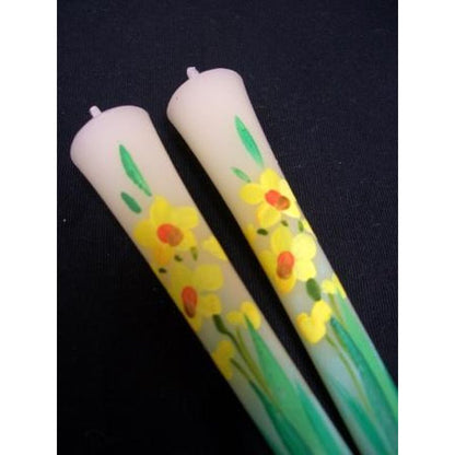 Hand-Painted Japanese Candles - Narcissus (Size 3 Set of 2)