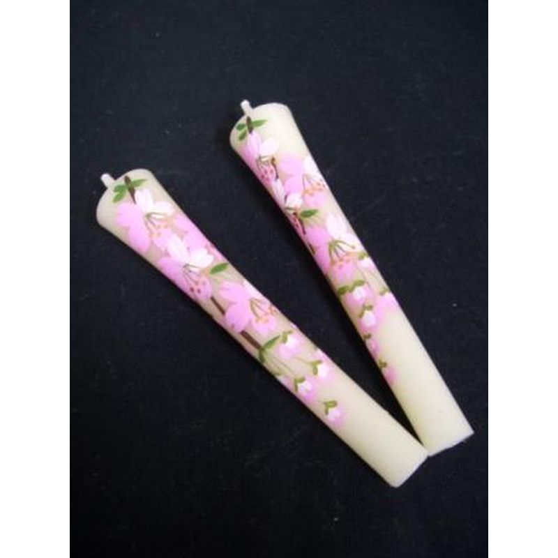 Hand-Painted Japanese Candles - Sakura (Size 3 Set of 2)