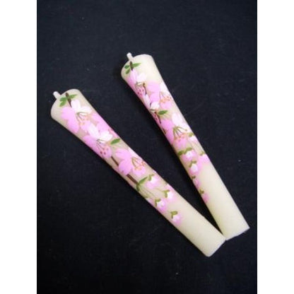 Hand-Painted Japanese Candles - Sakura (Size 3 Set of 2)