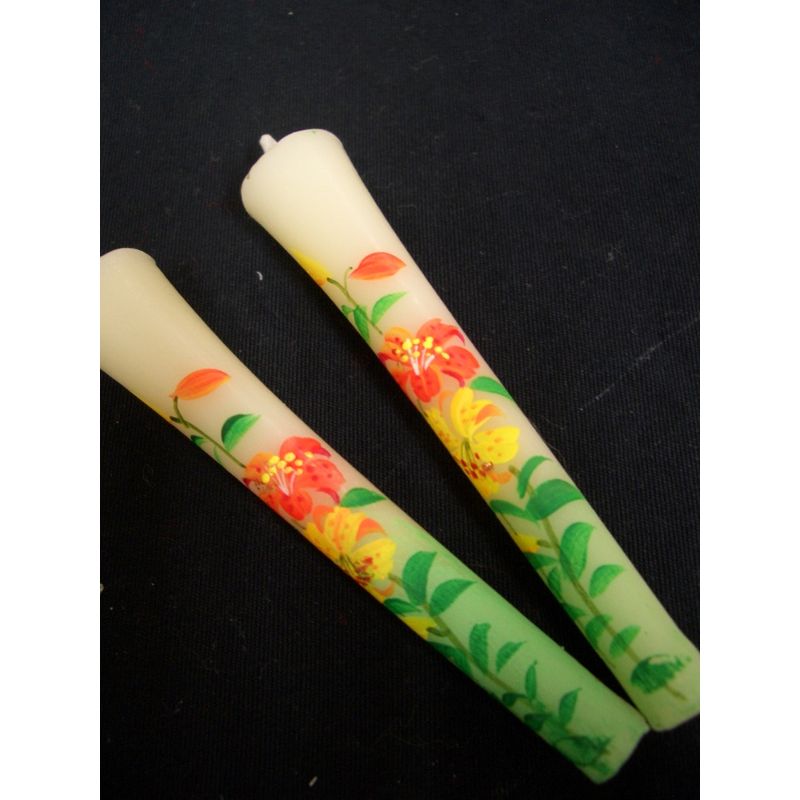 Hand-Painted Japanese Candles - Lily (Size 3 Set of 2)